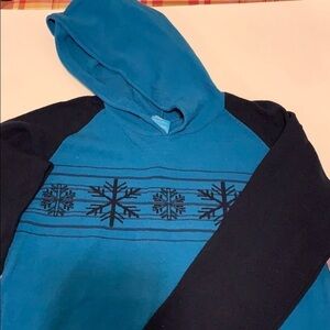 RIP CURL girls hoodie wool blend long sleeve pullover sweater teal blue navy